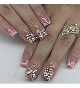 Red Press on Nails Short - Square Fake Nails with Leopard Print Design - French Tip False Nails Press ons - for Women Christmas Manicure 24Pcs