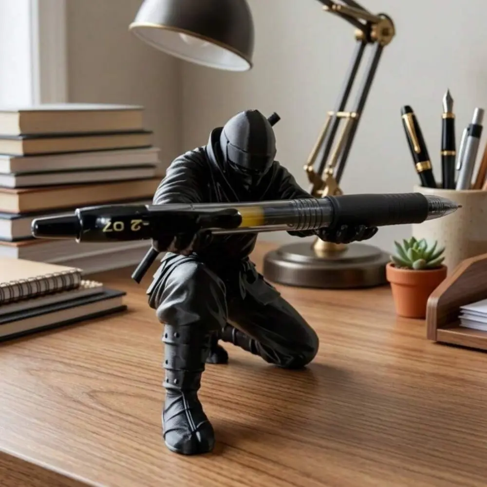 Samurai pen holder decoration, Samurai doll sculpture desktop pen holder, Katana desktop decoration, cool gifts for office and home, Desk Accessories