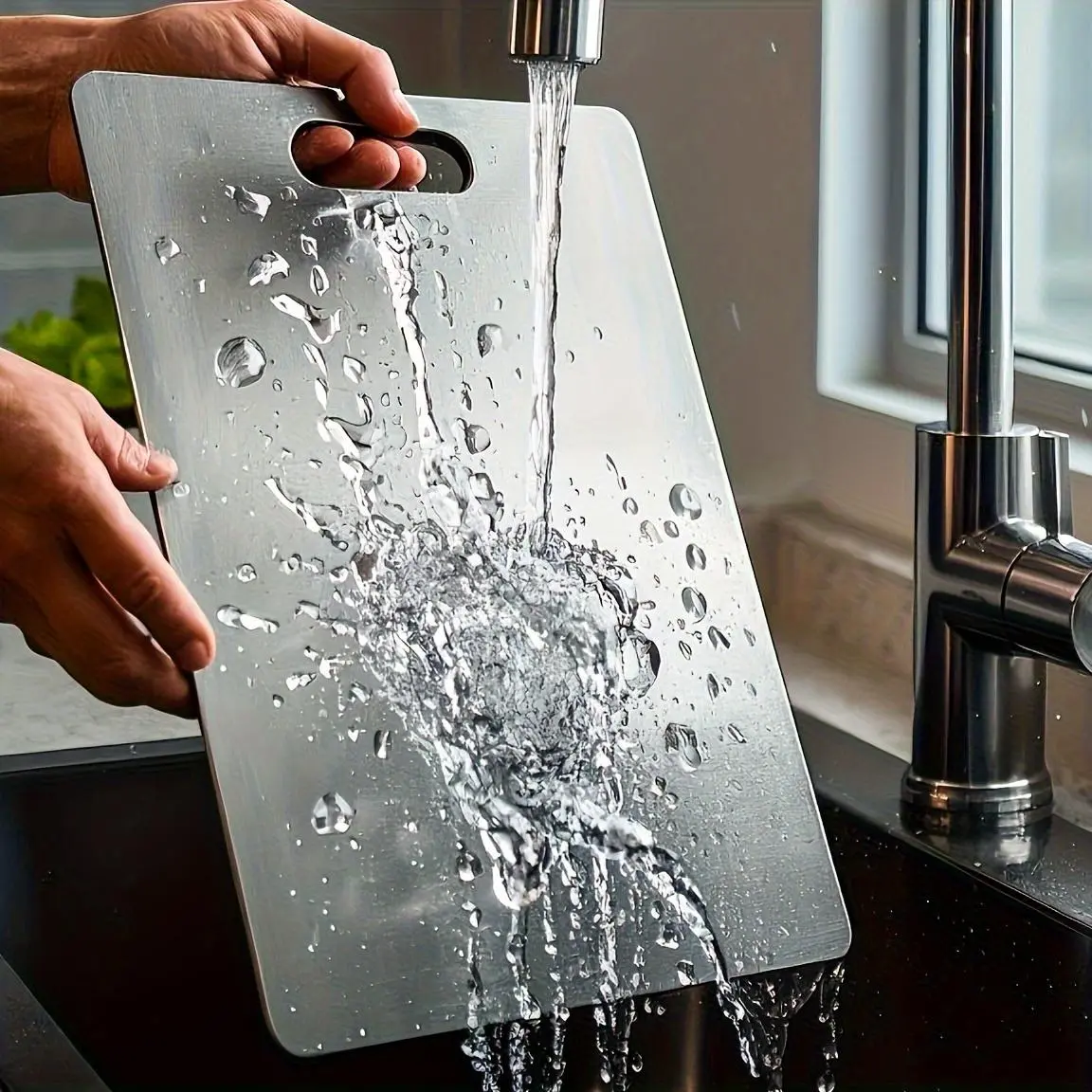 High-Quality Titanium Steel Cutting Board, Food-Grade Stainless Steel, Smooth Surface, Durable and Easy to Clean, Ideal for Kitchen and Restaurant Use, Durable Chopping Board