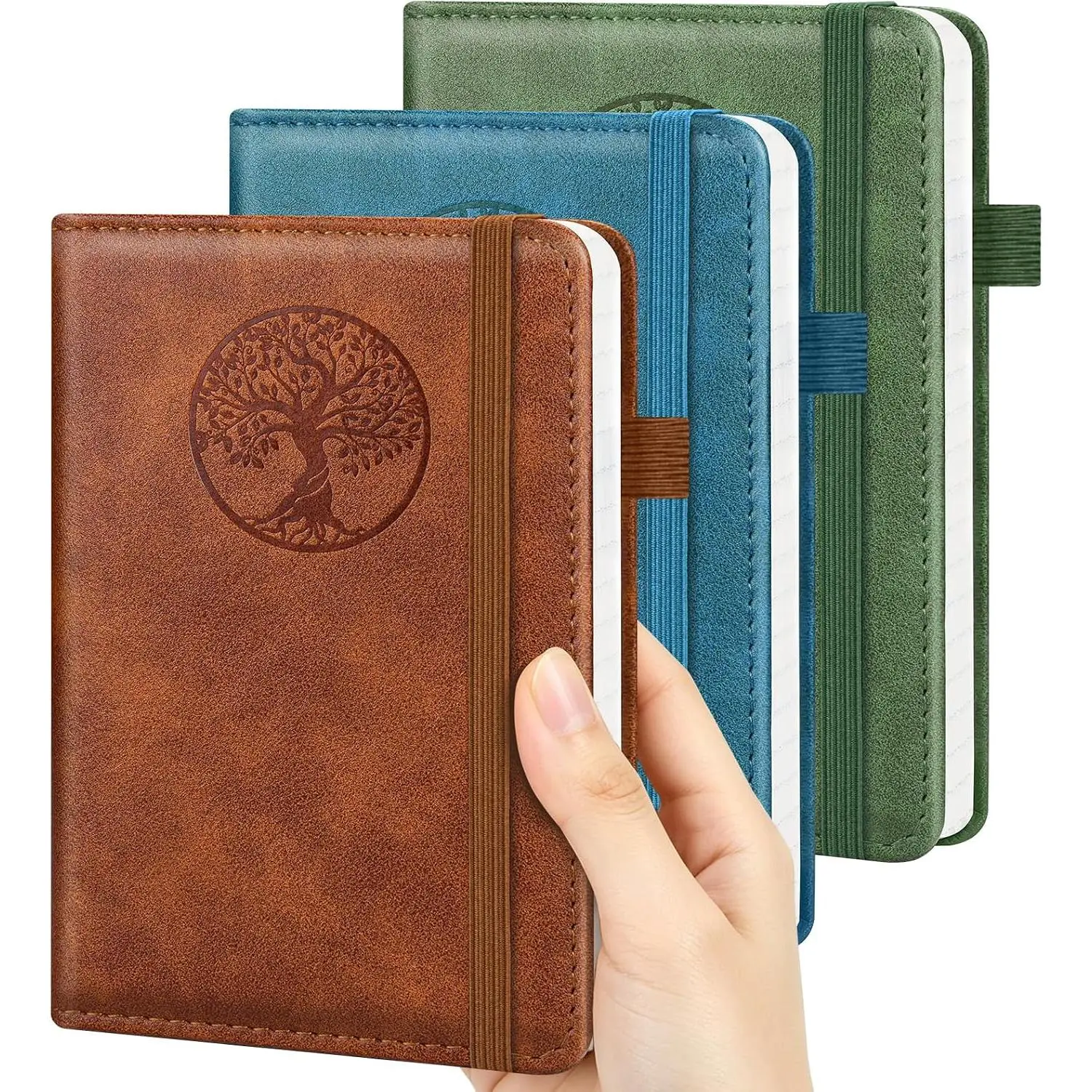 A6 Pocket Notebook Lined Journal: 3 Pack Small Notebook College Ruled, Hardcover Mini Notebook, Leather Notepad, Pocket Journals for Writing Work Travel, No Bleed Paper, 384 Pages, 3.7”x 5.7”
