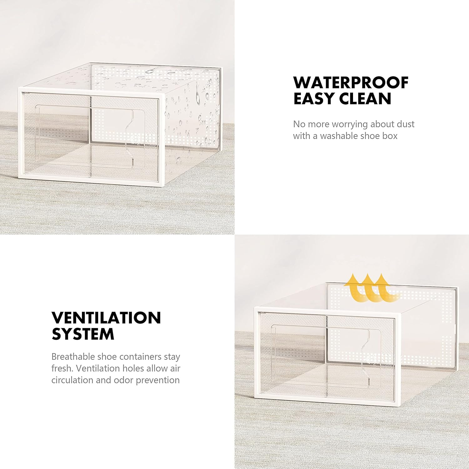 X-Large Shoe Storage Box Fit Size 11, Clear Plastic Stackable Shoe Organizer for Closet, Space Saving Foldable Shoe Rack Sneaker Container Bin Holder, 12 Pack Clear