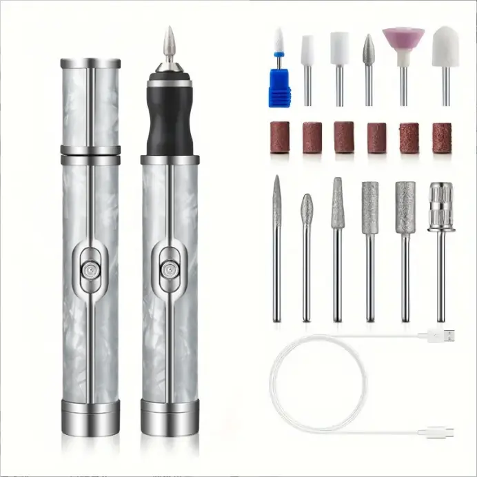 Cordless Rechargeable Electric Nail File Drill - Nail Supplies for Home and Salon Use