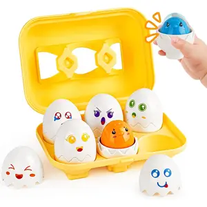 Toddler Matching Eggs Toys - Color Shape Sensory Sorting Toys  Toddler 1-3, Easter Montessori Learning Fine Motor Skills Travel Bingo Puzzle Games Birthday Gifts  Baby Boys Girls