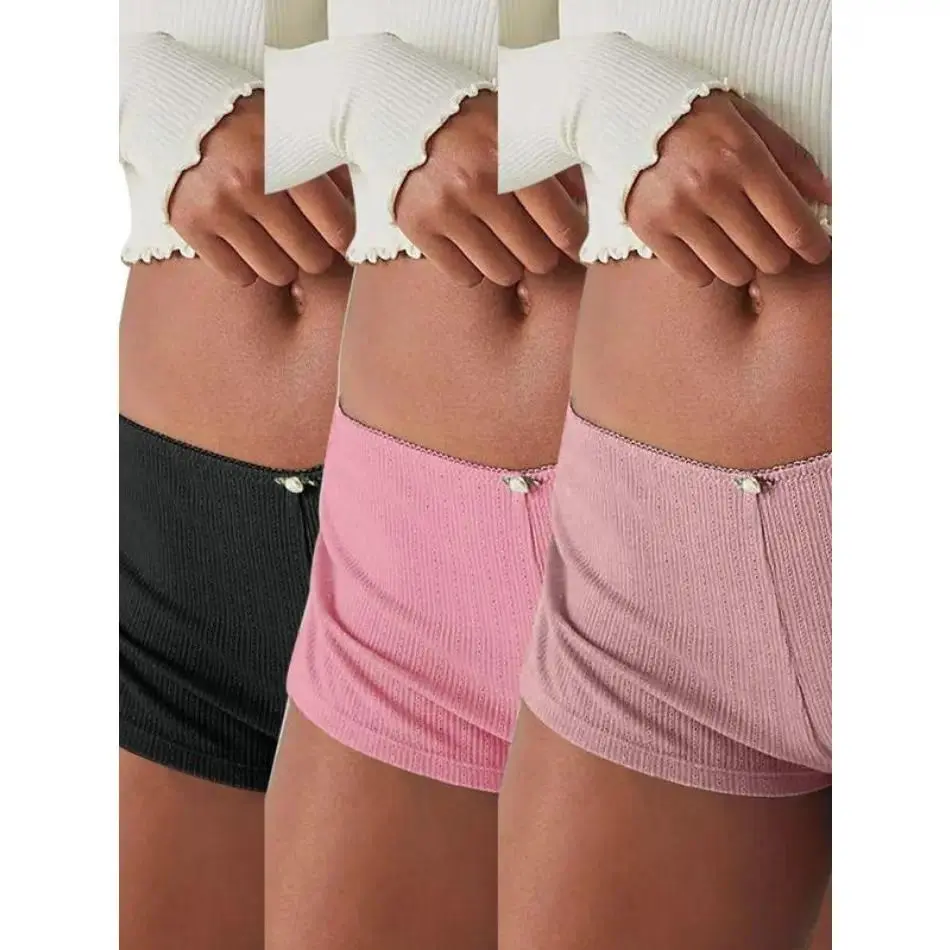 2026 NEW Women's 3-Pack Mixed Style Shorts Super Short Side-Slit Stretch Pajama Shorts Slim Pleated Leggings Cute Skinny Jeans TikTokShop
