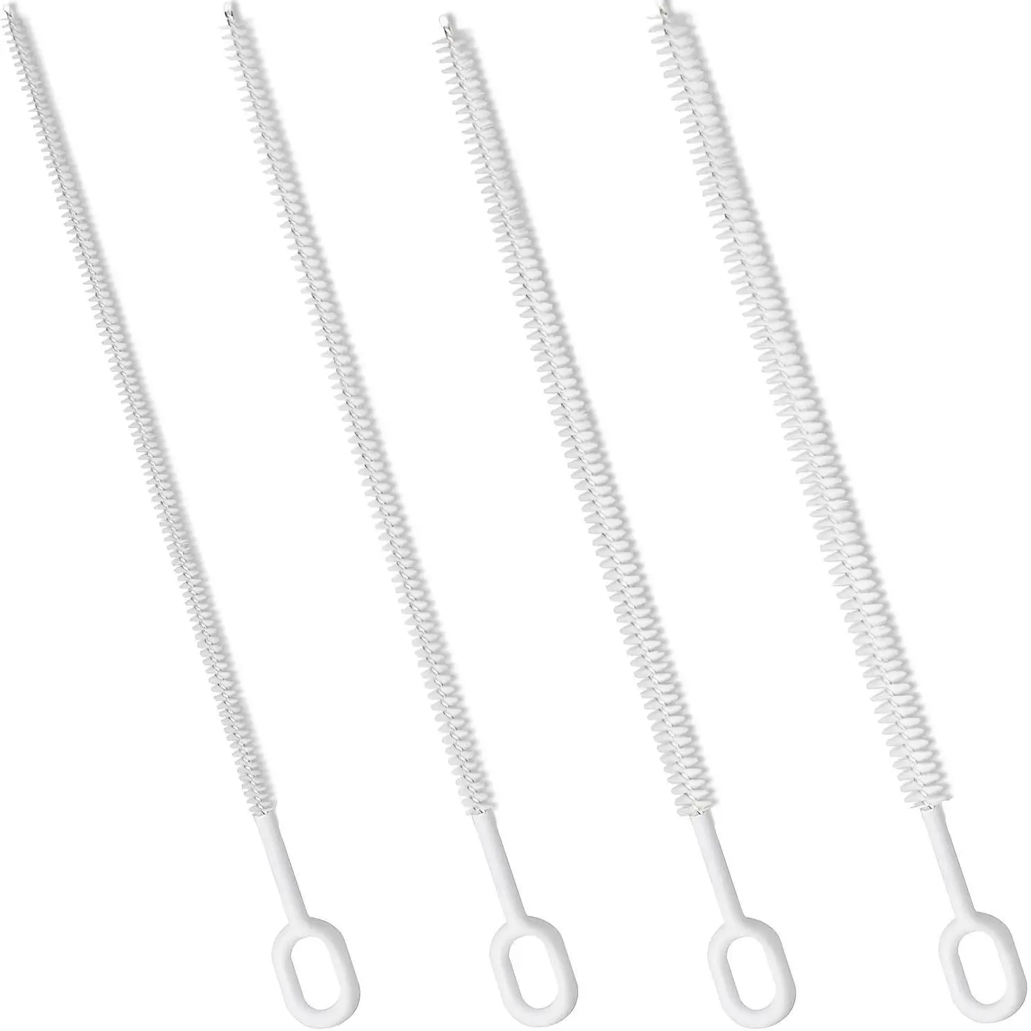 4-Pack Durable Nylon & Stainless Steel Long Straw Cleaning Brushes Tools, 10-Inch Reusable Straws Scrubber Cleaner for Various Sizes, Ideal for Kitchen, Bathroom, Outdoor, Living Room, No Electricity Needed, Perfect for Holiday Gifts
