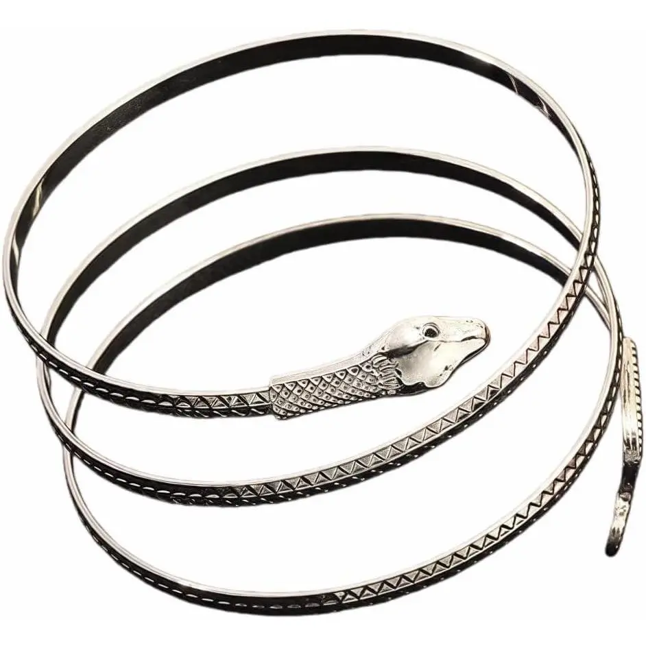 Snake Arm Cuff Minimalist Metal Armband for Women Swirl Bracelets and Upper Arm Cuff Bracelets Sparkle Halloween Costume Accessory for  Party 1 count