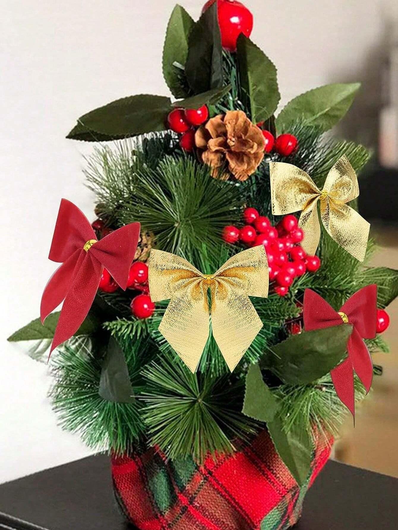 12/24/36pcs Small Christmas Bow Christmas Decoration 5.5cm For Home Gold Red Bowknot Xmas Tree Ornaments New Year 2026 Supplies