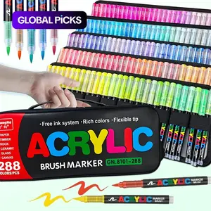 Fast-Drying Acrylic Marking Pen, Vibrant Waterproof Colors, Soft Brush Tip, Ergonomic Design, Ideal for Diary Art, Multiple Colors Available, Coloring Graffiti Pen, Art Markers Set #GLOBAL PICKS