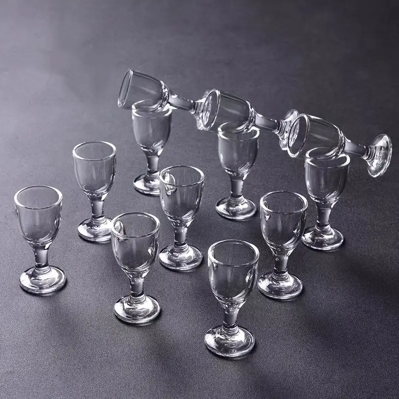 2/4/6/8/12pcs, 10ml/0.35oz, Mini Tall Wine Glass Set, suitable for Scotch Whisky, Bourbon Whisky, Tequila Whisky, Brandy, Vodka, Tequila, Christmas Theme, Outdoor, Pool, Beach, Travel, Camping, Picnic