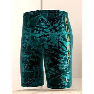 Premium YUKE Men'S Athletic Swim Trunks Quick-Dry Bermuda Shorts Knee-Length Print Beach Vacation Swimming Training Random Print