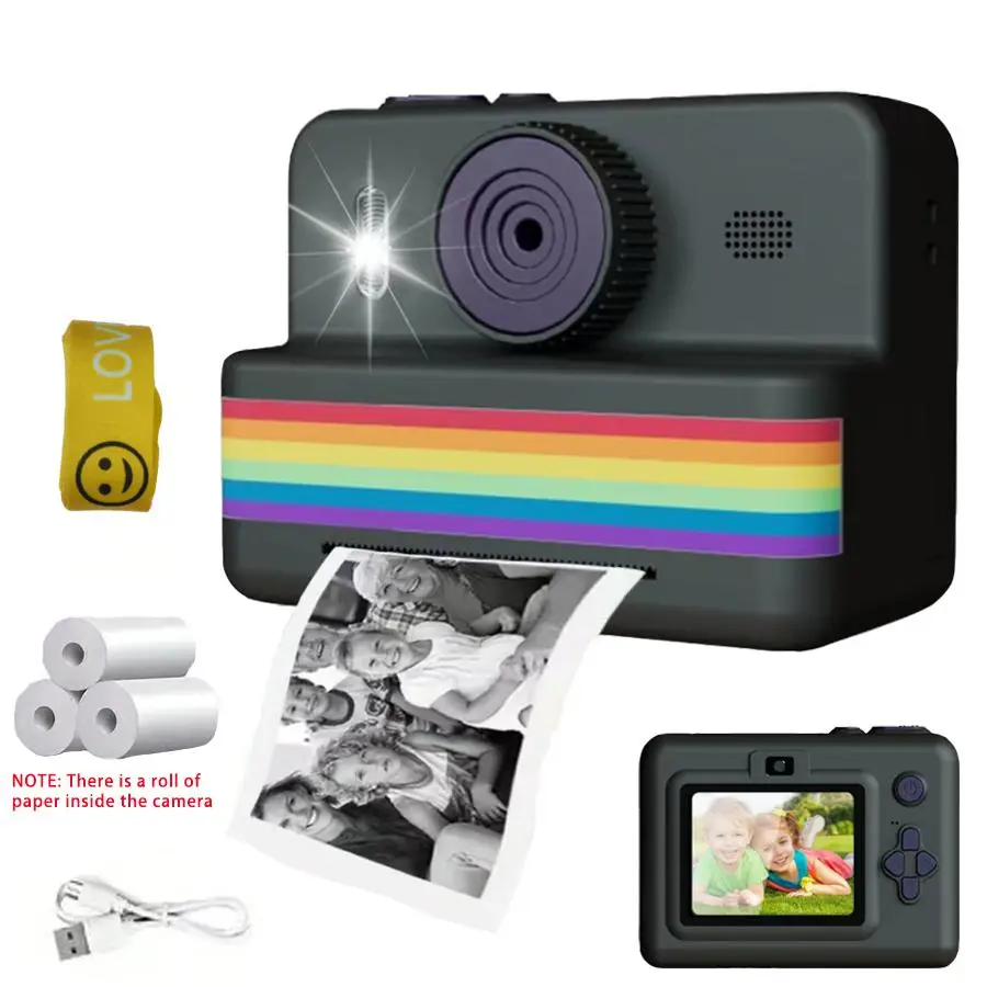 Instant Camera with 2 Lens, Rechargeable Instant Camera with Print & Selfie Function, Photo Printer Camera, Camera Gift for Boys & Girls