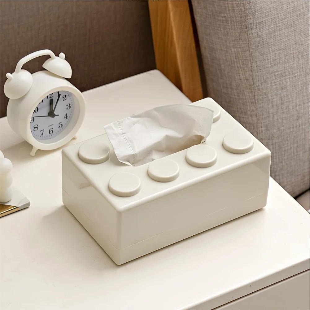 Building Block Shaped Tissue Box Multifunctional Plastic Storage Box Home Napkin Storage Box Coffee Table Color Decoration