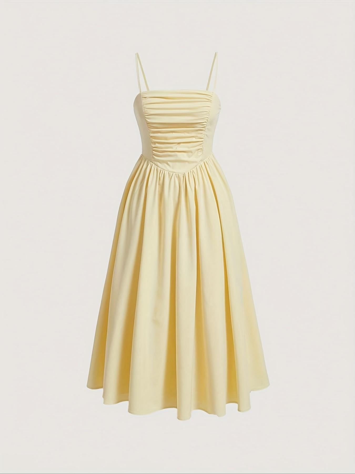 Women's Solid Color Cami Dress, Elegant Sleeveless Spaghetti Strap Dress for Party Dating Wear, Ladies Summer Clothes