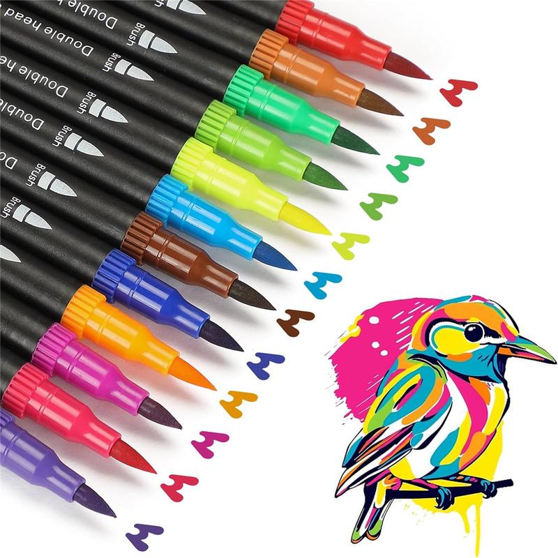 Double-Ended Watercolor Brush Set, Fine Tip Markers for Painting Sketching Calligraphy, Ideal for Adult Artists Drawing Coloring, Painting Tools, Art Supplies