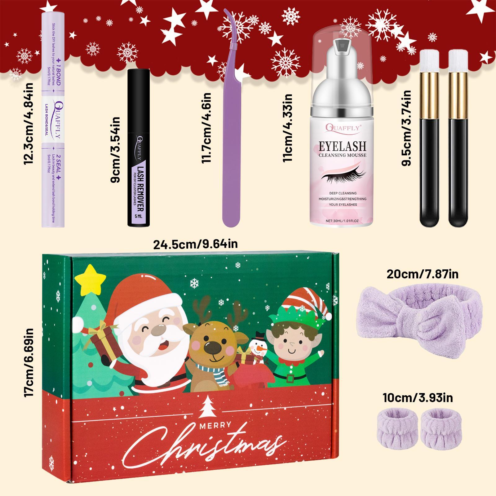 Eyelash Extension Kit, 1 Set Mixed Styles Eyelashes & Eyelash Glue & Eyelash Remover & Tweezers & Headband & Wrist Band & Lash Mousse with Brush, Eye Makeup Products, Eyelash Clusters, Eyelashes Clusters, Makeup Set