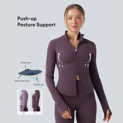 Halara UltraSculpt™ Mock Neck Push-Up Long Sleeve Thumb Hole Yoga Jacket with Pockets