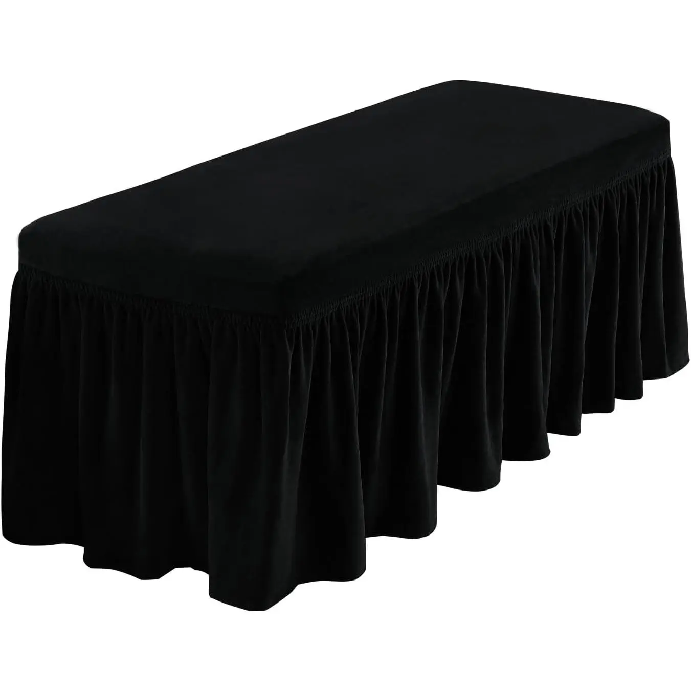 Spandex Dining Bench Cushion Cover Bench Covers Stretch with Skirt | Removable Bench Slipcover,Rectangle,Machine Washable,Dining Room Living Room Bedroom,Black