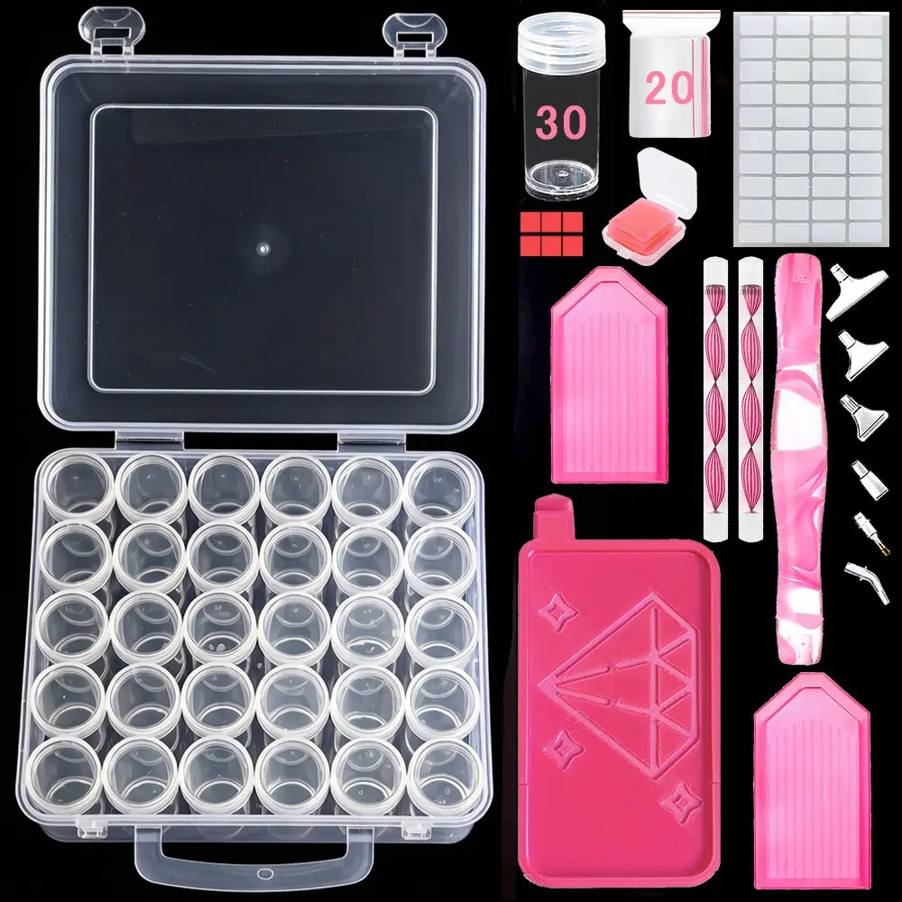 Diamond Painting Tools & Accessories Kit, DIY Diamond Art Supply Set with Storage Box, Wax, Pens, Trays & Tweezers, Starter Pack for Beginners, Adults, For Stress Relief, Home Decor Crafting, Gift Making, DIY Craft Supplies