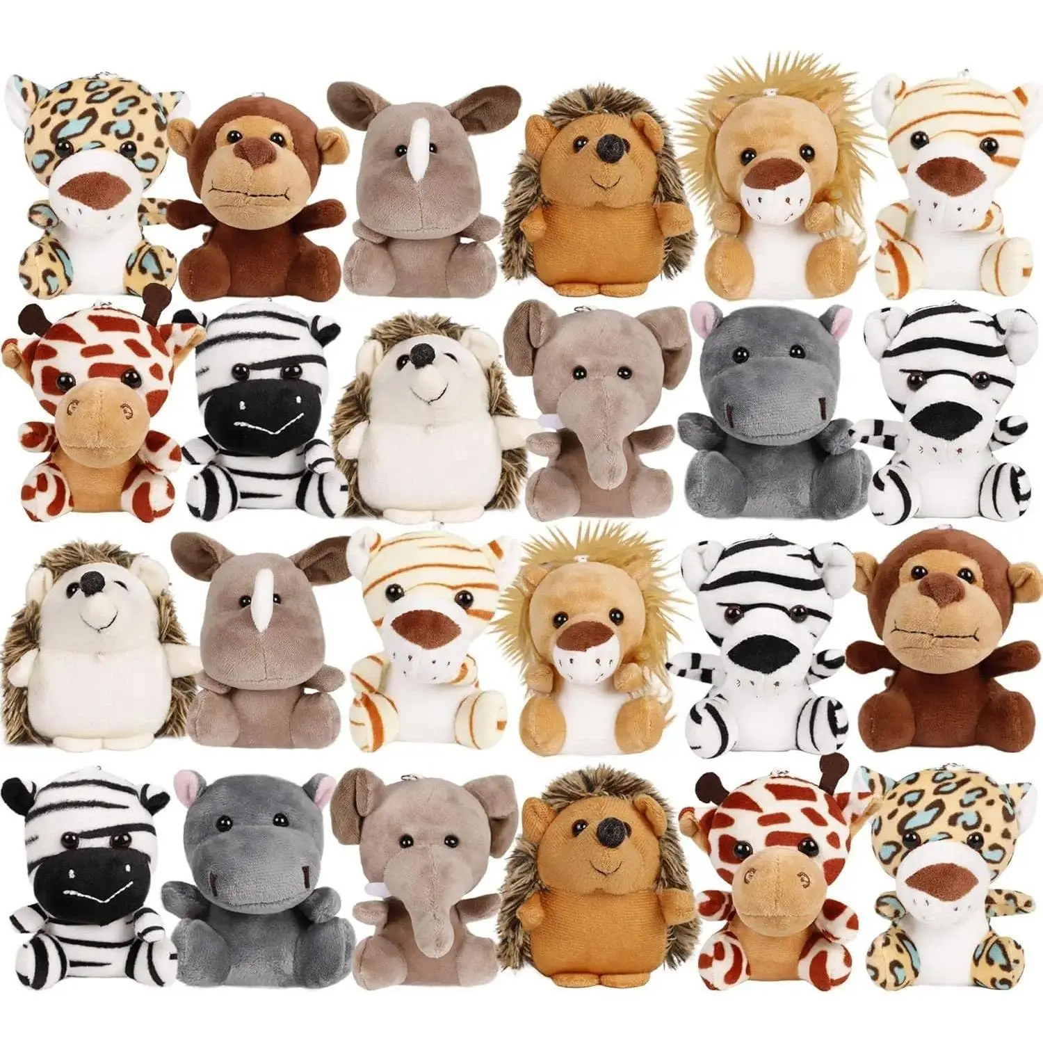 6-36 Small Safari Stuffed Animals Bulk Jungle Animal 12cm Mini Plush Toys for Party Favors Baby Shower Gift Bags Birthday Gifts