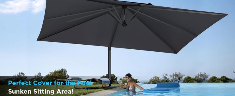 Extra Large 10' X 13' Cantilever Patio Umbrella, 360°Rotation, Rectangular Cantilever Patio Umbrella, Heavy Duty Windproof Off-Set Patio Umbrella, Easy Tilt Sunshade Waterproof for Deck Pool Patio