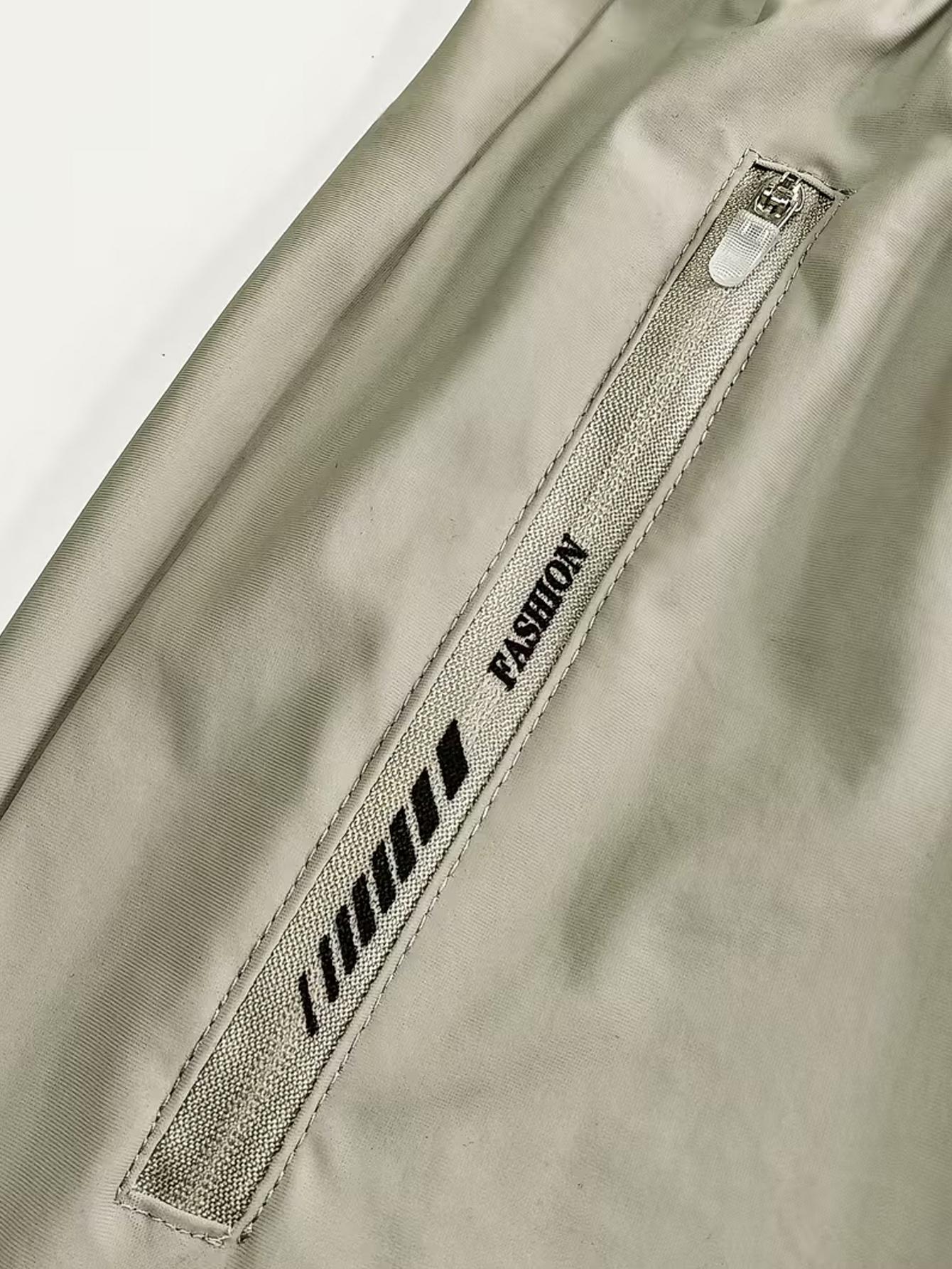 Women's lightweight breathable drawstring zipper pocket sports and casual shorts Multi color optional loose fit plus size fitness running five point casual pants Side pocket letter printed versatile casual shorts for daily commuting