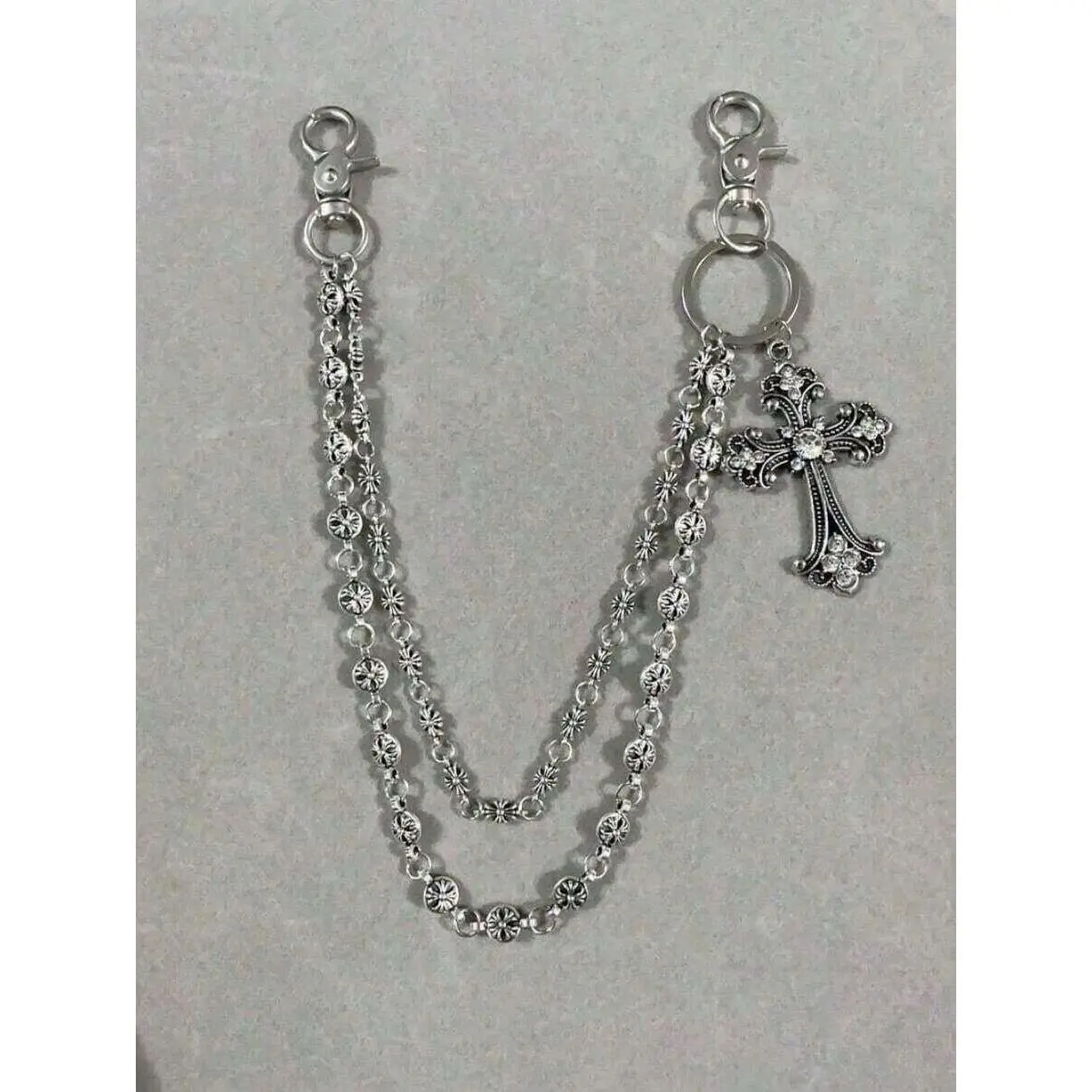 1pc Vintage Double Layer Chain Wallet Chain Punk Jeans Chain Pocket Chain Men Keychain Versatile Classy