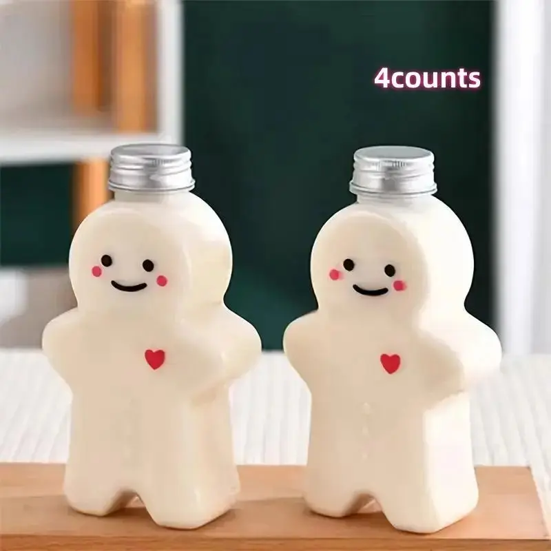 Christmas Gingerbread Man Shape Plastic Bottles, 13.53 Oz Cute Pet Empty Drink Containers, DIY Juice and Milk Tea, Party Beverage Jars