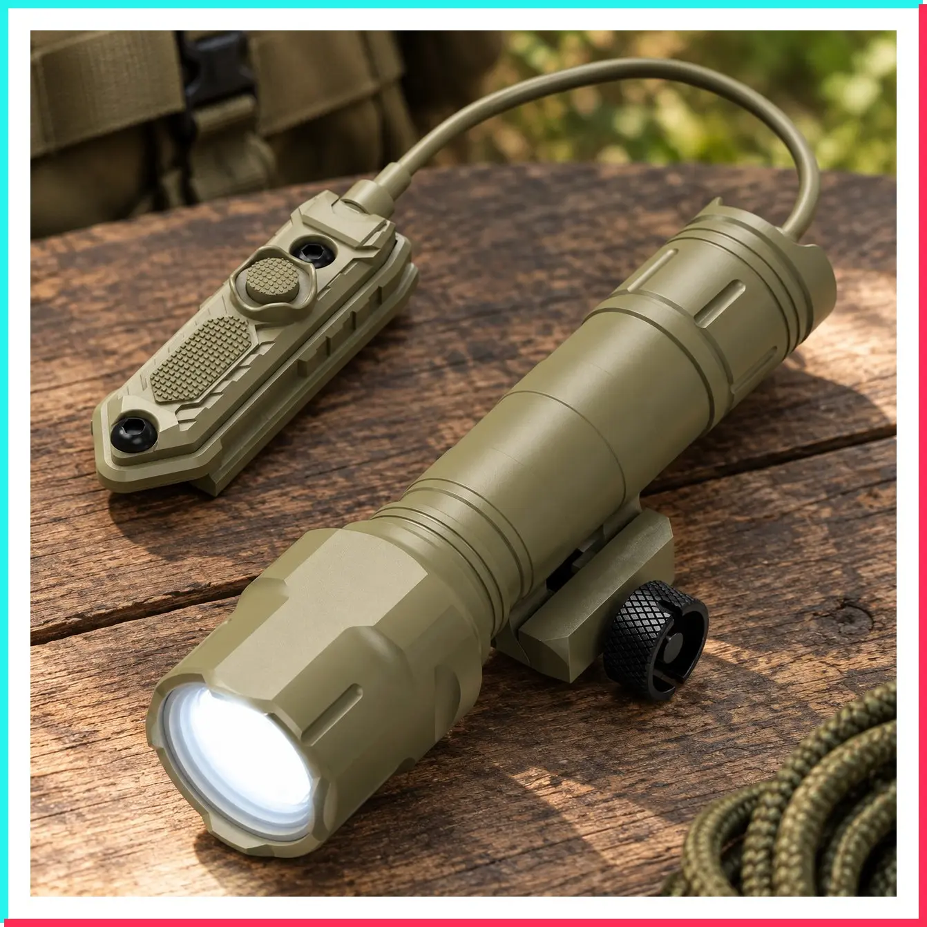 1200LM 22500 Candela WL25 Tactical Rifle Flashlight LED Outdoor Light with Pressure Switch and Picatinny M-Lok Rail Mount, 3 Modes High Low Strobe