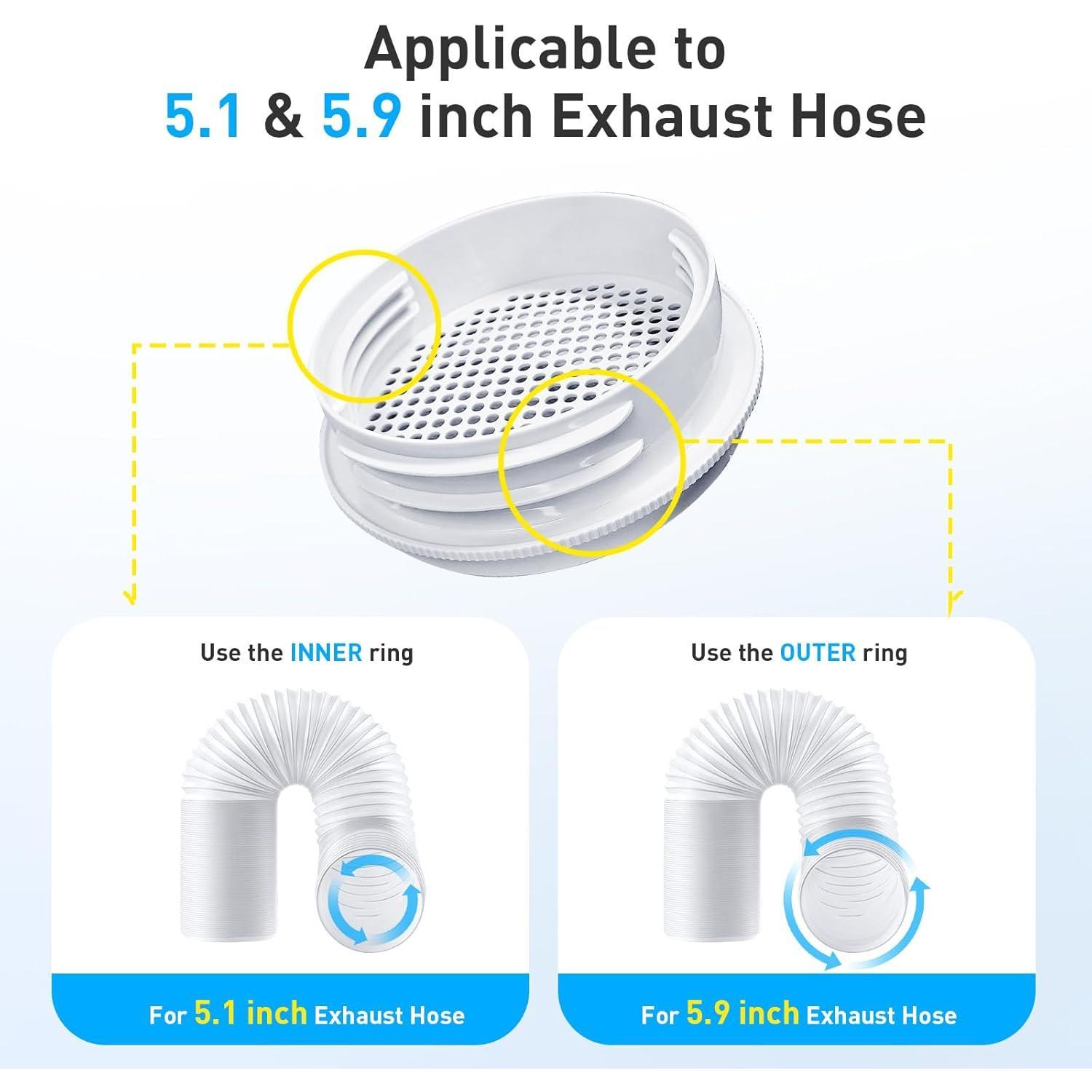 Window Vent Kit for Portable Air Conditioner with 5.9" Hose, Adjustable16.9 to 101" Window Seal Plates for 5/5.9"Hose, 2 in 1 Coupler with Grid, Rain Cover, Suit for Sliding Window/Door