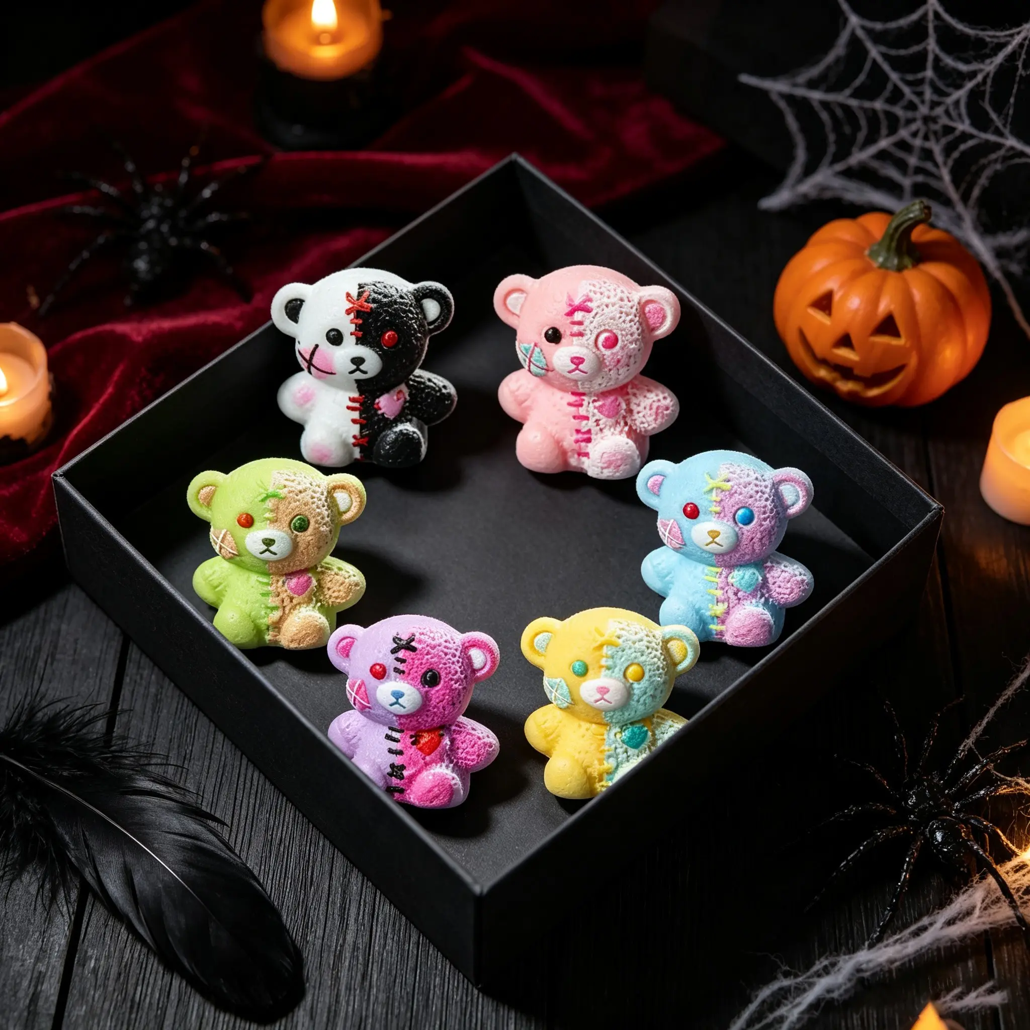 6pcs 2-Tone Resin Bear Figurines, Dark Cute Mini Statues, Desktop Car Dashboard Micro Landscape Dollhouse Decor, Valentine's Day Christmas Gifts - Resin Bear Ornaments