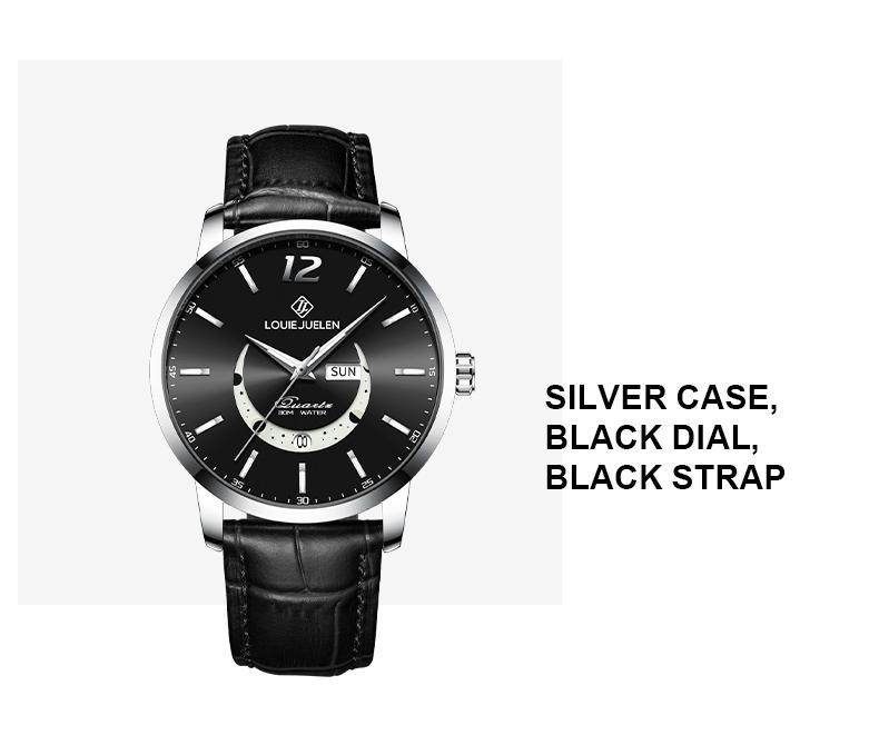 Swiss Luxury Business Chronograph: Genuine Swiss Movement,42mm Alloy Case&Leather Strap,Waterproof Luminous Dial with Calendar,Versatile Style for Work, Social&Leisure