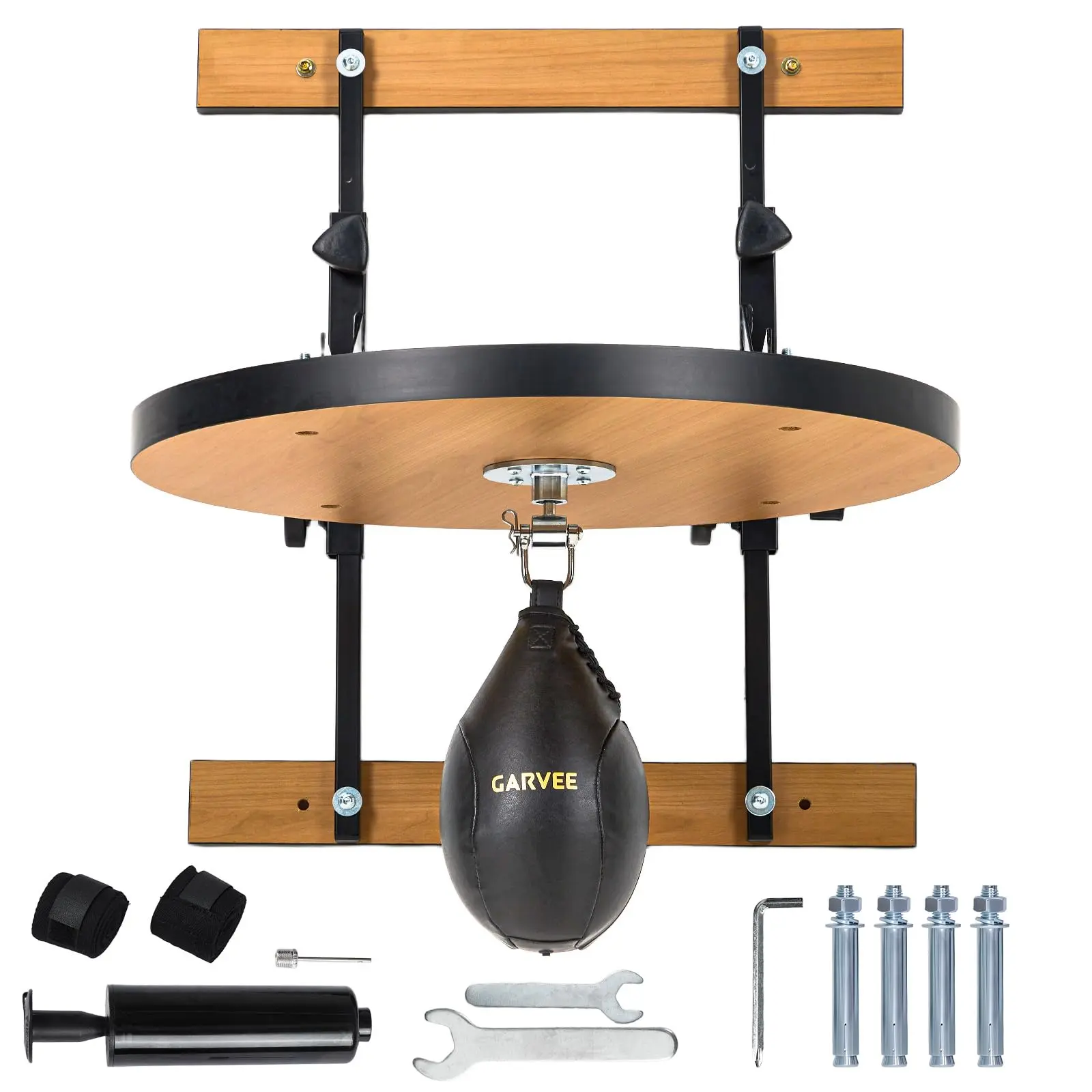 Speed Bag Platform Stand for Boxing Punching Practice with 24 Inch Board Height Adjustable Mount 360 Degree Swivel and Includes Speed Bag Air Pump