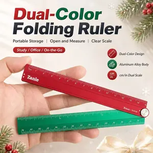 Aluminum Alloy Folding Ruler, Christmas Color, Precise Durable, 30cm Thickened, School Supplies, Student Ruler