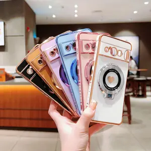 Compatible with Pixel 10 Pro XL/9/8/7 Series | Shockproof Anti-Scratch Phone Case, Elegant Side Electroplated Heart Decoration & Built-in Magnetic Adsorption HNZ0087