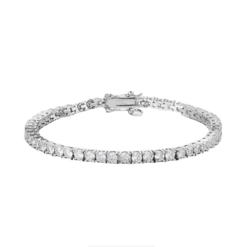 Trendy Copper Gold Plated Bracelet Dazzling Single Row Diamond Bangle Women Fashion Jewelry