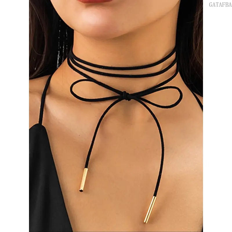Elegant Long Bow Tie Adjustable Choker Necklace for Women, Versatile Stylish Accessory Fit for All Occasions, Gift Box Not Included,back to school,back to school haul
