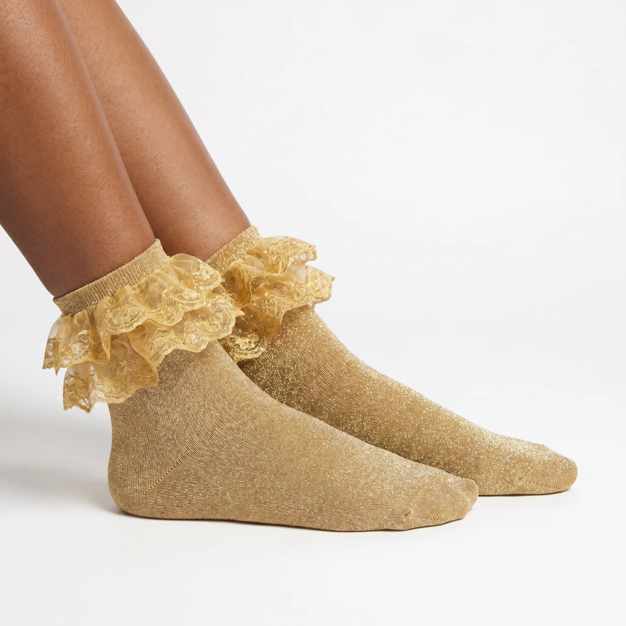 Women's Teenager Ruffle Socks Sparkle Style Ankle High1