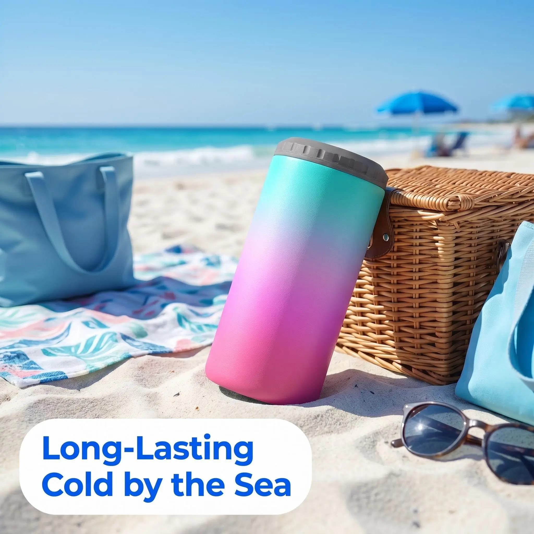 1pc/12oz/350ml,Slim Can Cooler,Insulators,Doucle-Walled Stainless Steel Insulated Slim Cans,2-in-1 Insulated Can Cooler Cup,Christmas Party Decorations,Very Suitable For Family And Friend Gatherings,Summer Party Gifts