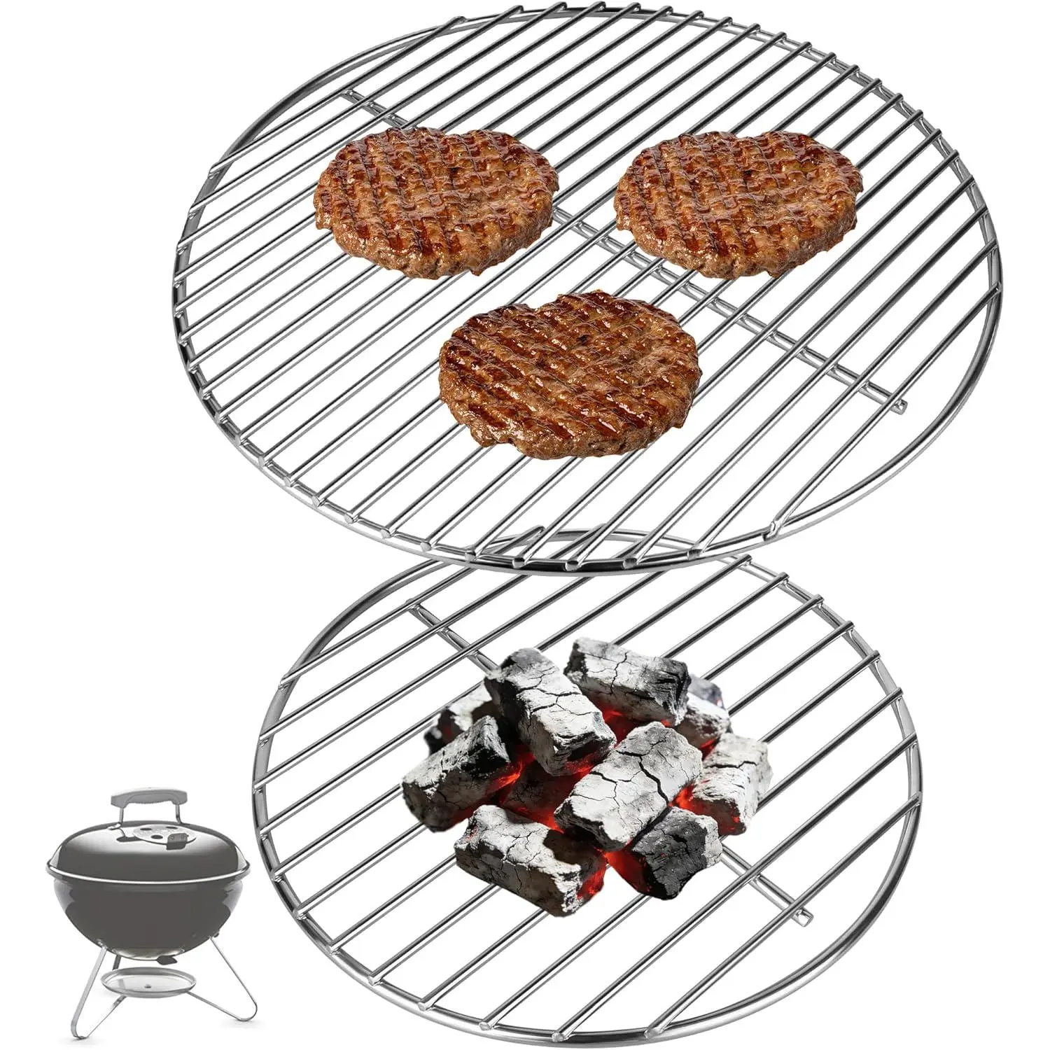 13.5" Cooking Grate & 10.5" Charcoal Grate Kit, Grill Grates Fit for  14'' Smokey Joe & Tuck-n-Carry Charcoal Grills, Heavy-Duty Steel 7431 7439  for  Grate kit