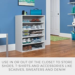 Stackable 5-Shelf Organizer, White