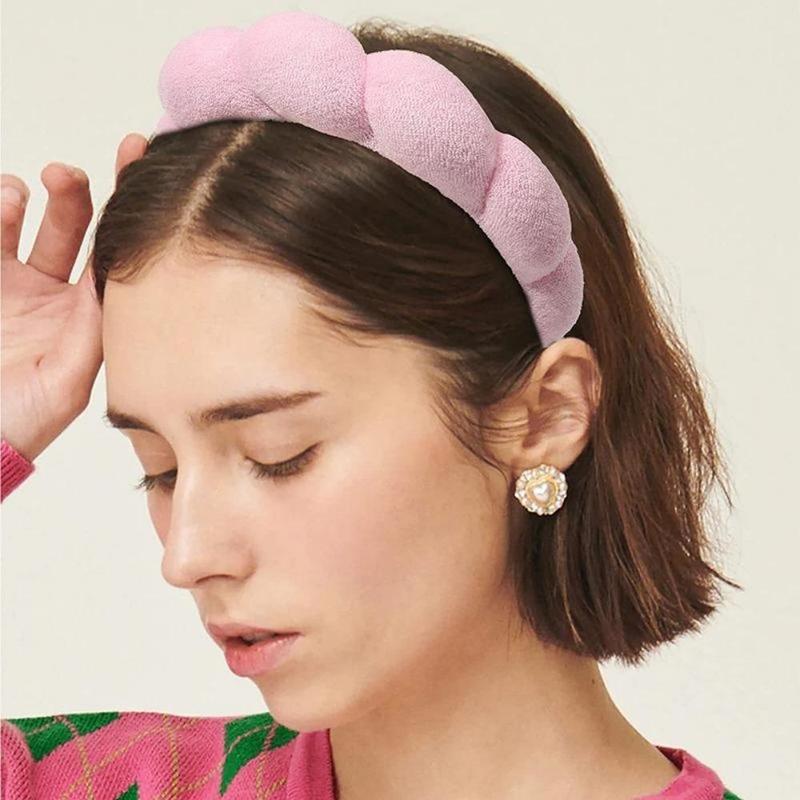 AWAYTR Sponge Spa Headband for Women Washing Face Makeup Bubble Headband Puffy Skincare Headband for Girls Versed Headband Bonus Hair Scrunchie and 2 Wrist Wash Bands