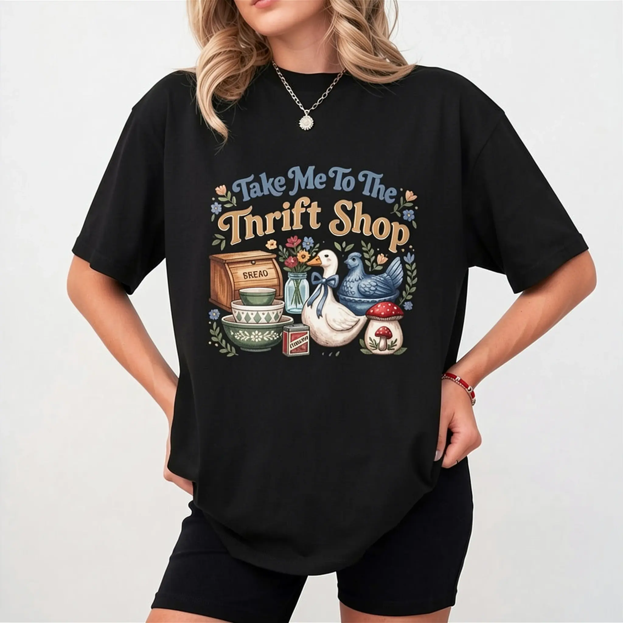 Take Me To The Thrift Shop Shirt Women Retro Thrifting Graphic Tee Plus Size