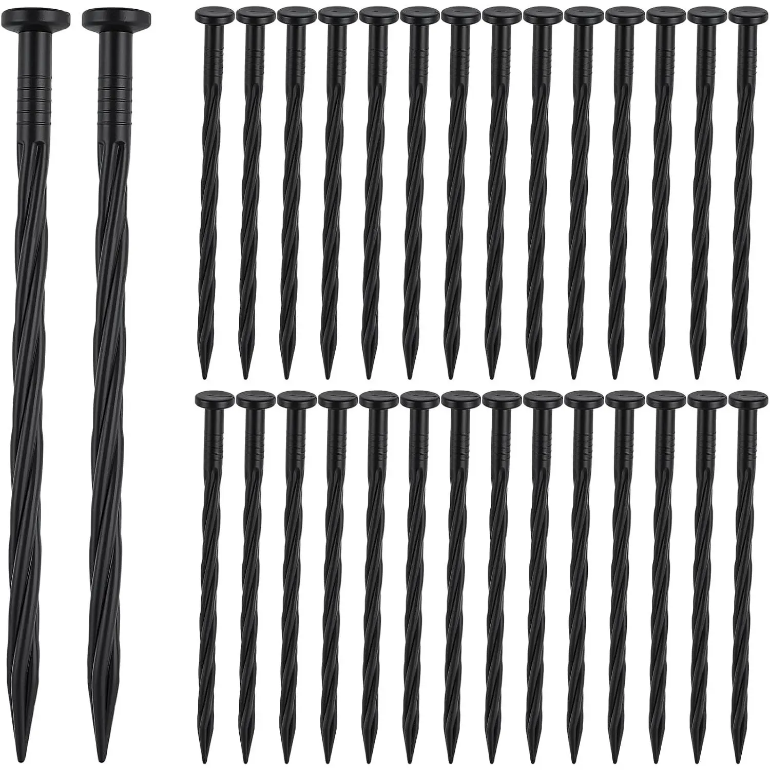 Landscape Spikes, Plastic Landscape Edging Spikes 8 Inch (100 Pack) - Spiral Anchoring Stakes for Weed Barrier, Paver Edging, Artificial Turf, Garden Lawn Yard &