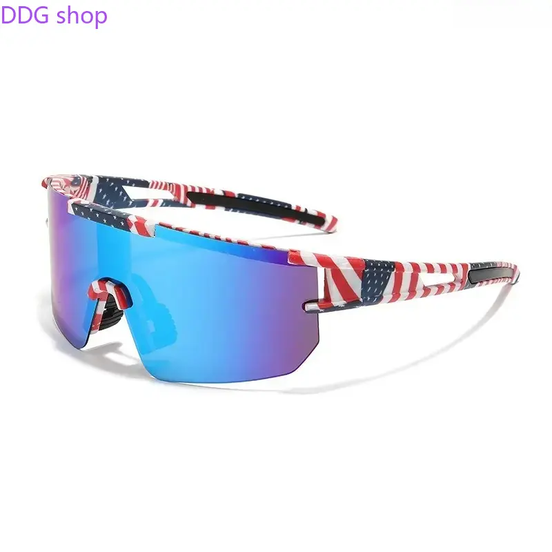 Patriotic American Flag Sports Sunglasses with Decorative Lens, Outdoor Ready, PC Frame, Ideal for Summer Adventures, 4th of July Parties