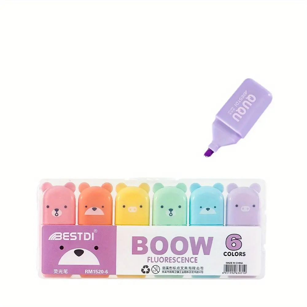 4-Color set, punctuation mini highlighter, eye protection macaron, special highlight marker for fluorescent marking, permanent.