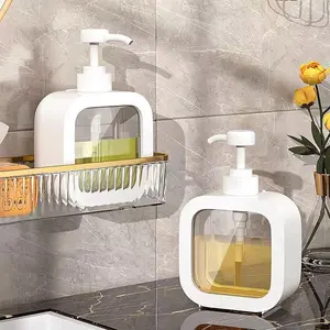 300/500ml Square Soap Dispenser Transparent Hand Pump Bottle Refillable Empty Container For Liquid Lotion Shampoo Shower Gel