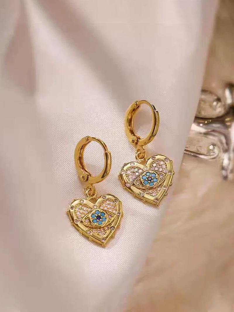 Fashion Heart Shaped Pendant Necklace & Dangle Earrings, Artificial Gemstone Decor Jewelry Set for Party, Daily Decor, Trendy All-match & Exquisite Jewelry for Birthday Gift