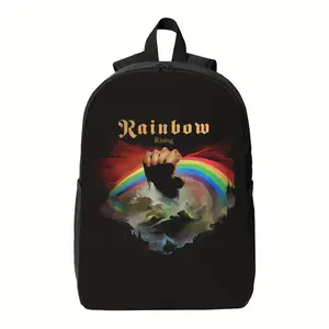 Rainbow Rise Backpack - Bold Pattern Fist Logo, Secure Zipper Closure, Lightweight for Daily Use by Teens and Adults - Prideful Gift