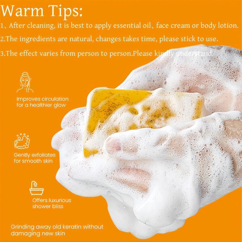 Turmeric Facial & Body Care Set, 3 Counts Turmeric Soap Bar & 1 Count Turmeric Essential Oil & 1 Count Soap Bag, Moisturizing Hyaluronic Skin Care Set for Women & Men