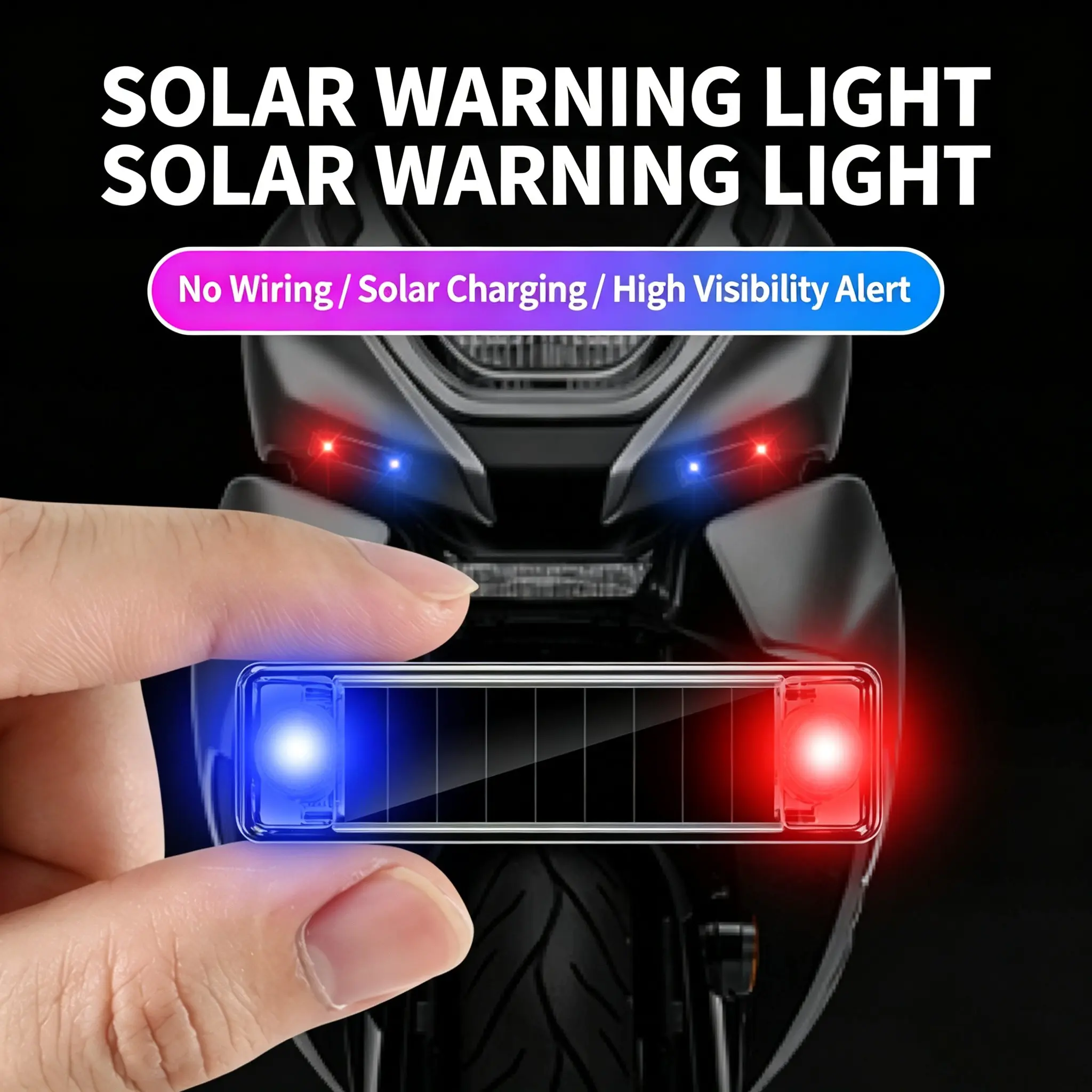 Mini Car Warning Light LED Solar Powered, Night Security Simulated Alarm, Wireless Anti-Theft Caution Lamp, Waterproof Flash Light